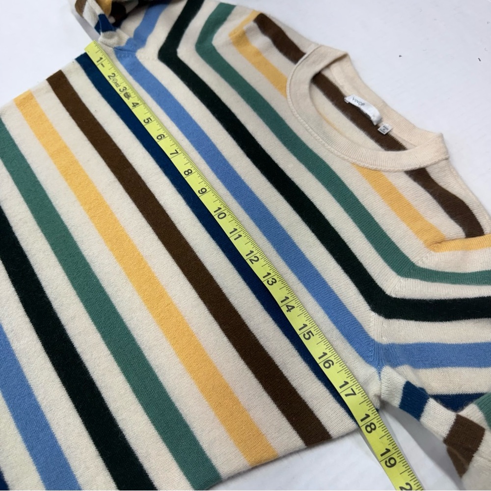 Vince Mixed Striped Cashmere Sweater Crewneck Size L Cozy Preppy - Picture 8 of 13